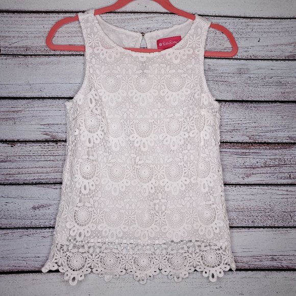 Lilly Pulitzer Tops - Lily Pulitzer White Lace Tank Top Size XS